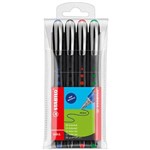 STABILO BLCK ROLLERBALL PEN 04MM ASSORTED PACK 4