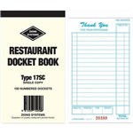 ZIONS 17SC RESTAURANT DOCKET BOOK SINGLE PLY 172 X 100MM