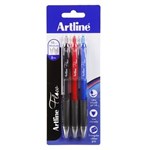 ARTLINE FLOW RETRACTABLE BALLPOINT PEN ASSORTED PACK 3 7050184