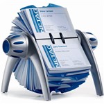 DURABLE VISIFIX FLIP VEGAS ROTARY BUSINESS CARD HOLDER 400 CAPACITY SILVER