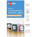 AVERY 39012 ORGANISATIONAL AND STOREAGE LABELS SQUARE 381 X 381MM WHITE WITH BUTTERFLIES PACK 36