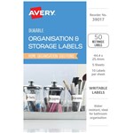 AVERY 39017 DURABLE REMOVABLE LABELS 444 X 254MM WHITE WITH BROWN DETAILS PACK 50