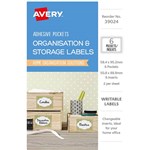 AVERY 39024 POCKETS ADHESIVE WITH WHITE INSERTS CLEAR PACK 6