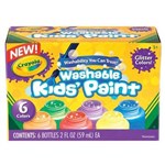 CRAYOLA WASHABLE KIDS PAINTS 59ML GLITTER ASSORTED PACK 6