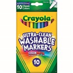 CRAYOLA ULTRACLEAN WASHABLE MARKERS FINE CLASSIC COLOURS PACK 10