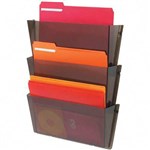 DEFLECTO WALL POCKET UNBREAKABLE LANDSCAPE A4 SMOKE PACK 3