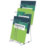DEFLECTO CHROME SERIES MULTIPOCKET BROCHURE HOLDER 3POCKET 3TIER A4 SILVER