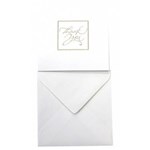COLOURFUL DAYS THANKYOU CARD AND ENVELOPES 250GSM 125 X 125MM SQUARE WHITE WITH SQUARED FOILED GOLD BORDER PACK 10