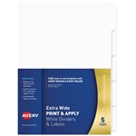 AVERY 930170 L74555 DIVIDER EXTRA WIDE PRINT AND APPLY 15 TAB WHITE