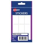 AVERY 932024 MULTIPURPOSE STICKERS RECTANGLE 24 X 38MM WHITE PACK 63