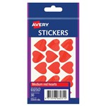 AVERY 932357 MULTIPURPOSE STICKERS HEART 23MM RED PACK 30