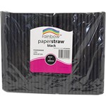 RAINBOW PAPER STRAWS 200 X 8MM BLACK PACK 250