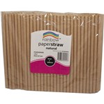 RAINBOW PAPER STRAWS 200 X 8MM NATURAL PACK 250