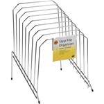 MARBIG STEP FILE WIRE ORGANISER RACK 8 SLOTS LARGE CHROME