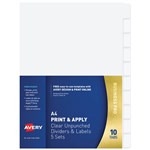 AVERY 16063 L745510 FLEXIVIEW DIVIDER UNPUNCHED TRANSLUCENT 10 TAB SET 5