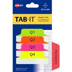 AVERY 74765 MARGIN TABS Q1Q4 635 X 254MM NEON PACK 24