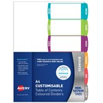 AVERY 922001 L74116 CUSTOMISABLE TABLE OF CONTENTS COLOURED DIVIDER DAYS TAB A4