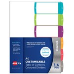 AVERY 922003 L74116 CUSTOMISABLE TABLE OF CONTENTS COLOURED DIVIDER 16 TAB A4