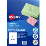 AVERY 959073 L7567 CRYSTAL CLEAR SHIPPING LABEL LASER CLEAR 1UP PACK 10