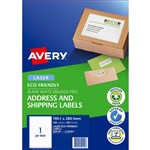 AVERY ENVIRO LASER LABELS 1up PACK 100