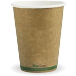 BIOPAK BIOCUP SINGLE WALL CUP 350ML KRAFT GREEN STRIPE PACK 50
