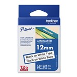 BROTHER TZE231V2 LAMINATED LABELLING TAPE 12MM BLACK ON WHITE PACK 2