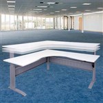 RAPID SPAN ELECTRIC HEIGHT ADJUSTABLE CORNER WORKSTATION 1800 X 1800 X 700MM NATURAL WHITESILVER