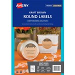 AVERY L7092 ROUND KRAFT LABEL 12UP 60MM DIA WHITE PACK 15  