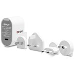 LINDY 73303 MULTICOUNTRY TRAVEL ADAPTOR USBC PD 18W WHITE