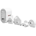LINDY 73304 MULTICOUNTRY TRAVEL ADAPTOR USBA 12W WHITE