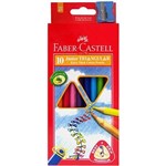 FABERCASTELL JUNIOR TRIANGULAR COLOURED PENCILS WITH SHARPENER ASSORTED PACK 10