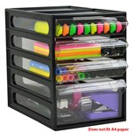 ITALPLAST OFFICE ORGANISER CABINET 4 DRAWER 255 X 165 X 230MM BLACK