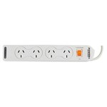 ITALPLAST POWER BOARD 4 OUTLET WITH MASTER SWITCH AND OVERLOAD 1M WHITE
