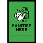 MATTEK ABSORBENT SANITISE HERE MAT 600 X 900MM GREEN BLACK