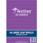 WRITER LOOSE LEAF REFILL REINFORCED 7MM RULED 57GSM A4 100 SHEET