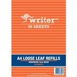 WRITER LOOSE LEAF REFILL REINFORCED 7MM RULED 57GSM A4 50 SHEET