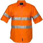 PRIME MOVER MA192 COTTON DRILL SHIRT REGULAR WEIGHT SHORT SLEEVE WITH TAPE ORANGE