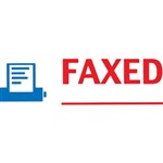 XSTAMPER CXBN 2023 PREINKED MESSAGE STAMP FAXED WITH ICON 42 X 13MM REDBLUE