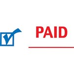 XSTAMPER CXBN 2024 PREINKED MESSAGE STAMP PAID WITH ICON 42 X 13MM REDBLUE