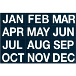 QUARTET MONTHS SET MAGNETIC WHITE ON BLACK PACK 12