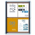 QUARTET ENCLOSED CORK BULLETIN BOARD 533 X 686MM SILVER