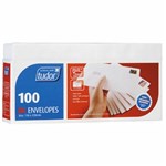 TUDOR DL ENVELOPES SECRETIVE WALLET PLAINFACE STRIP SEAL POST OFFICE SQUARES 80GSM 110 X 220MM WHITE TRAY 100