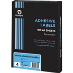 OLYMPIC ADHESIVE LABELS 4UP 105 X 148MM WHITE BOX 100
