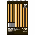 OLYMPIC SP63 NOTEPAD SPIRAL BOUND 8MM RULED 100 PAGE 127 X 203MM WHITE PACK 20