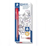 STAEDTLER 423 TRIANGULAR RETRACTABLE BALLPOINT PEN FINE RED BOX 10