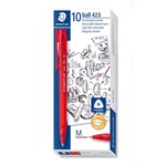 STAEDTLER 423 TRIANGULAR RETRACTABLE BALLPOINT PEN MEDIUM RED BOX 10