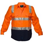 PRIME MOVER MS101 HIVIS DRILL SHIRT LONG SLEEVE WITH TAPE OVER SHOULDER 2TONE