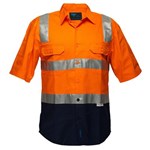 PRIME MOVER MS102 HIVIS DRILL SHIRT SHORT SLEEVE WITH TAPE OVER SHOULDER 2TONE