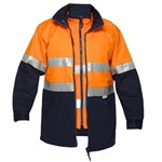 PRIME MOVER MJ777 HIVIS JACKET 2TONE 4IN1 WITH VEST REFLECTIVE TAPE ZIP