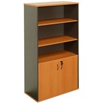OXLEY HALF DOOR STATIONARY CUPBOARD 900 X 450 X 1800MM BEECHIRONSTONE